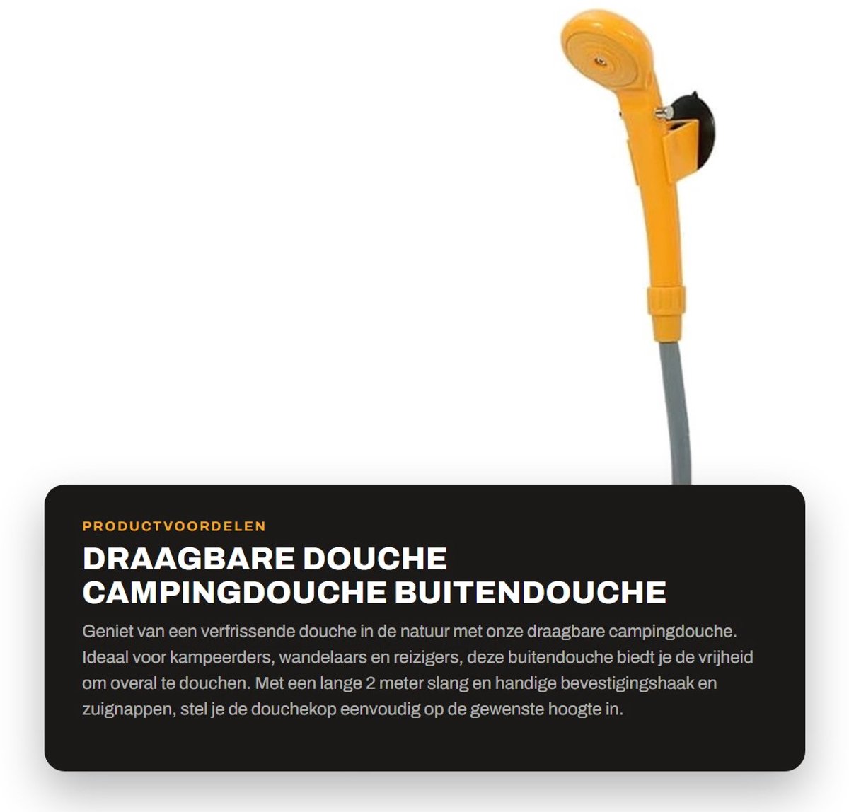 Dailygoods - Draagbare douche - Campingdouche - Buitendouche voor kamperen - 2m slang - Reisaccessoire - Geschikt voor wandelen - Compacte douche
