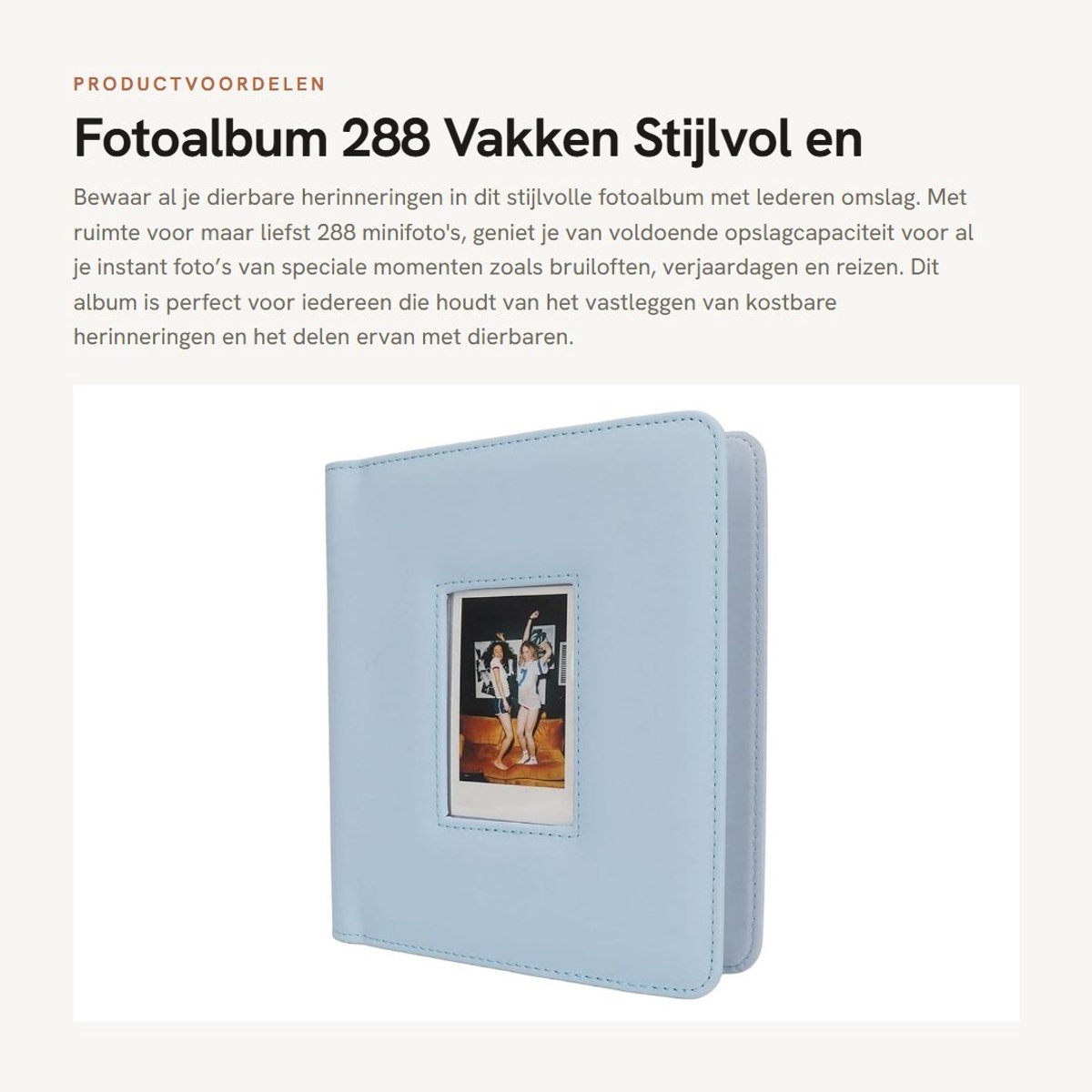Dailygoods- Fotoalbum 288 Vakken - Lederen Omslag - Transparante Binnenpagina's - Mini Foto's - Personaliseerbaar - Elegant Tafelstuk - Instant Fotoalbum