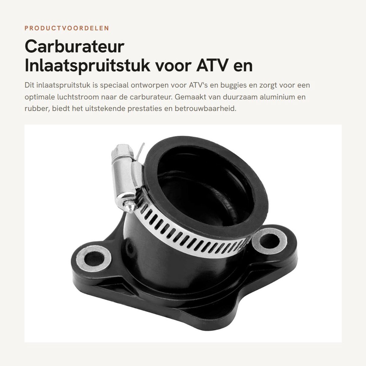 Dailygoods- Inlaatspruitstuk 30 mm - Carburateur - Geschikt voor Atv