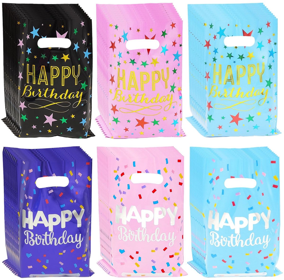 Dailygoods- Geschenktassen 60 Stuks - Kleurrijk - Plastic - Handgrepen - Kinderbenodigdheden - Verjaardagsgeschenk - Bruiloft Goodies - Feesttassen