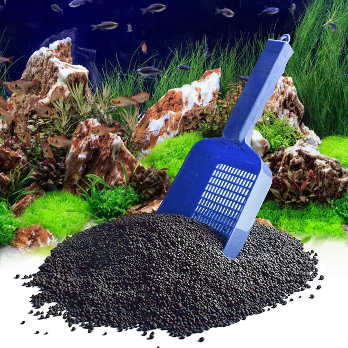 Dailygoods- Grindreiniger Veilig - Multifunctionele Zandschep - Waterlekkende Schep - Antislip Handvat - Robuust Ontwerp - Optimale Maasdichtheid - Aquariumzandschep