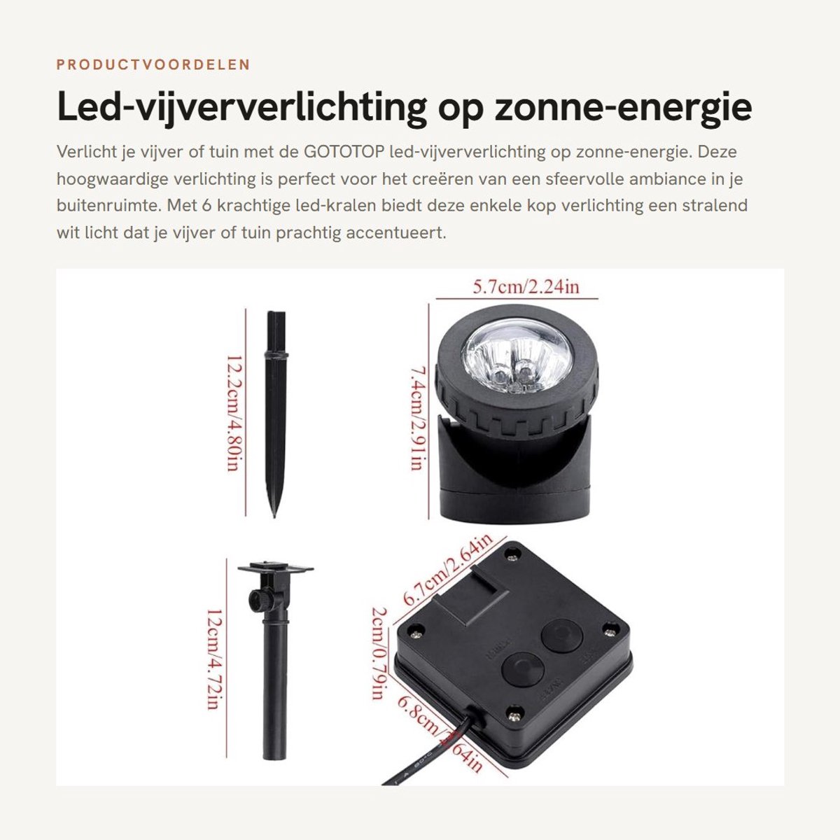 Dailygoods- Vijververlichting Zonne-energie - IP68 Waterdicht - 6 LED's - Onderwaterverlichting - Tuinverlichting - Energiebesparend - Onderwaterlamp