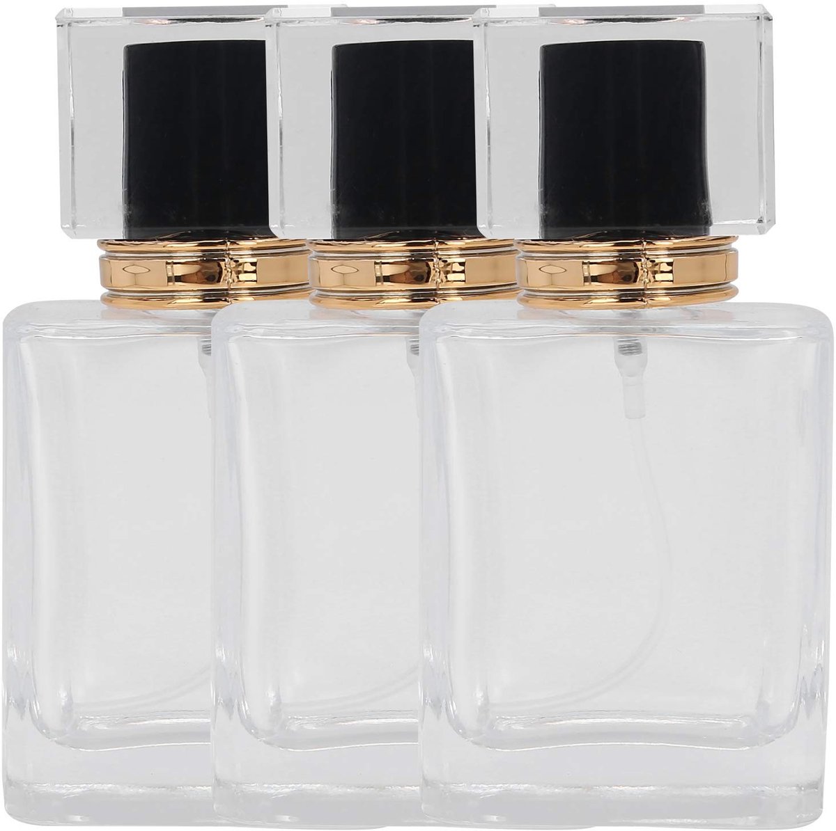Dailygoods- Parfumfles - 3 Stuks - 50ml - Glas - Navulbaar - Fijne Nevelspray - Draagbaar en Decoratief - Parfumflesje