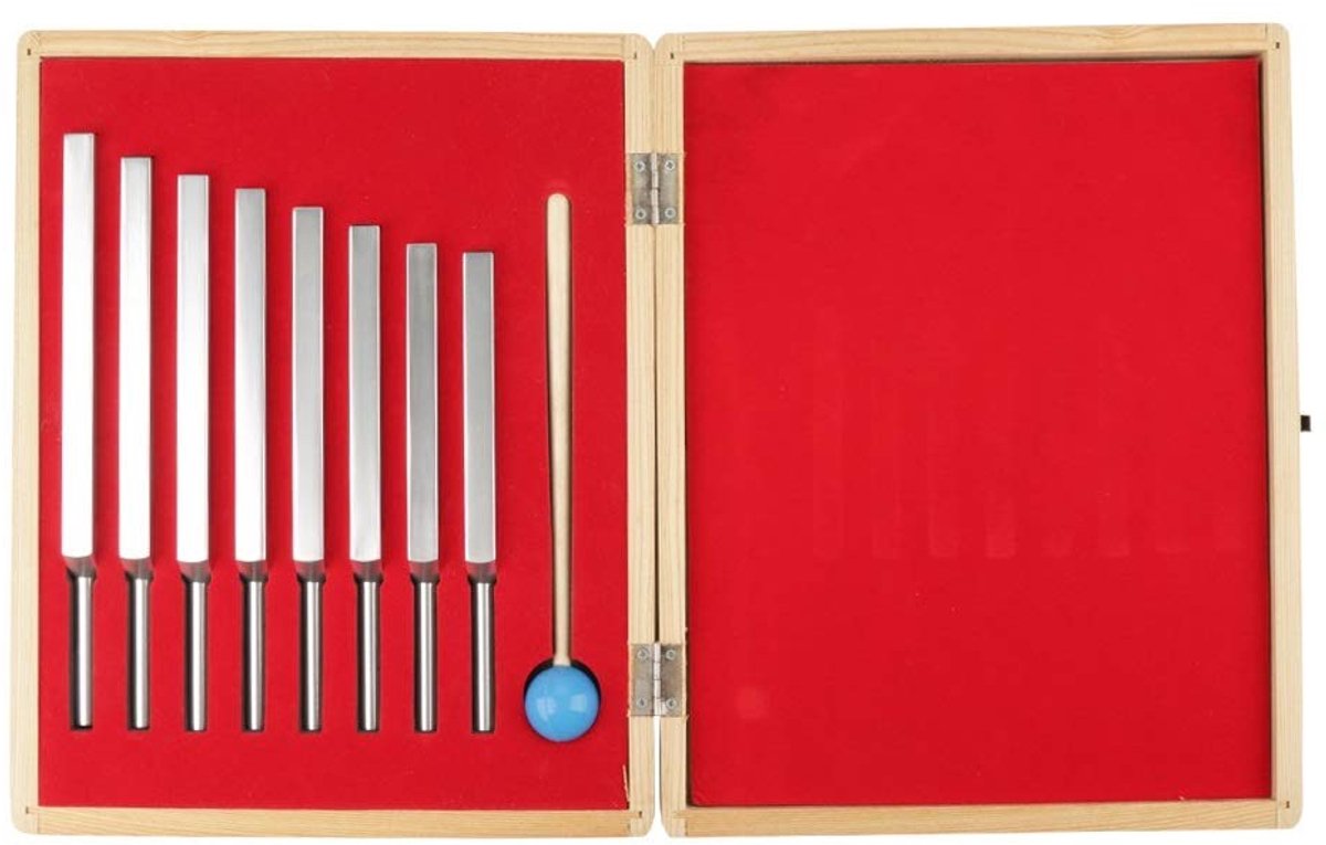 Dailygoods- Stemvork Set 9 Stuks - Aluminium Instrumenten - Medische Vork - Tuning Standaard - Geluidscontrole - Gezondheidsmassage Tool - Geluidsvork