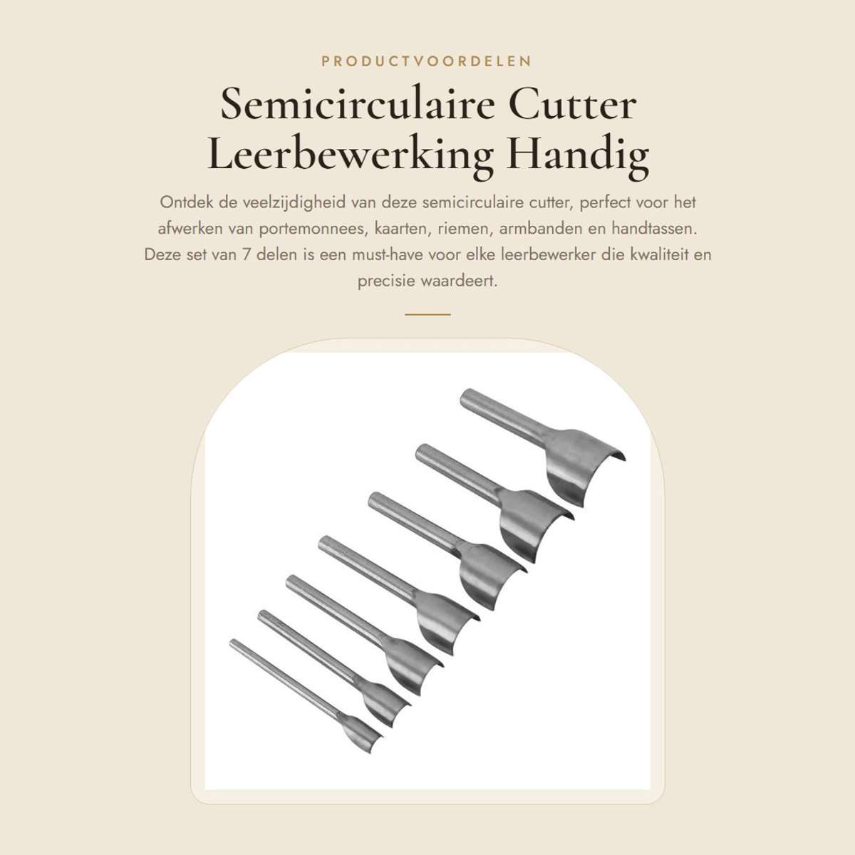 Dailygoods- Halfronde Snijder 10-40 mm - 7 Delen/Set - Lederen Punch - Duurzaam Staal - Voor Portemonnee/Riem/Handtas - Eenvoudig in Gebruik - Leerpunch