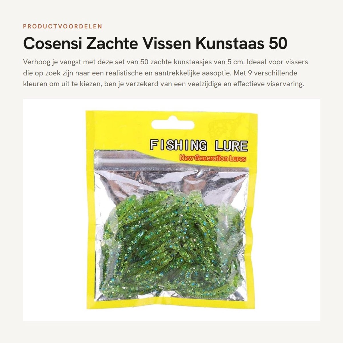 Dailygoods- Kunstaas Set 50 Stuks - Zacht Plastic Aas - T-Tail Grub Worm - Kunstaas Snoek - Kunstaas Roofvis - Duurzaam Materiaal - Vishaak