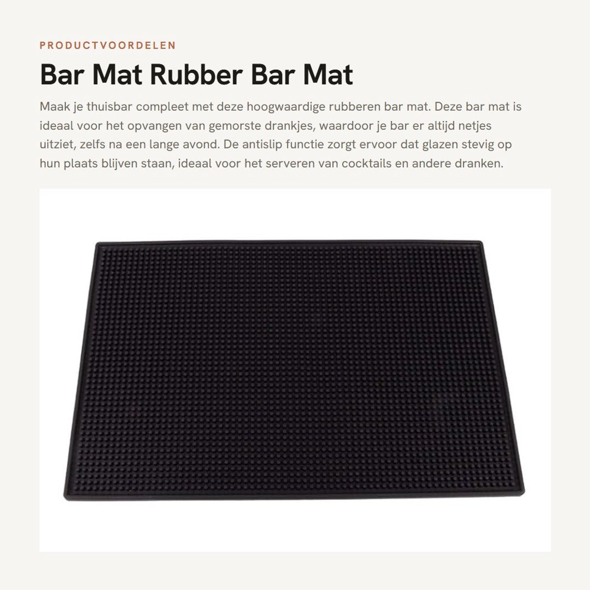 Dailygoods- Bar Mat Groot - Rubber Antislip Mat - Waterdicht - Gemakkelijk Schoon te Maken - Duurzaam - Voor Thuisbar - Onderzetter