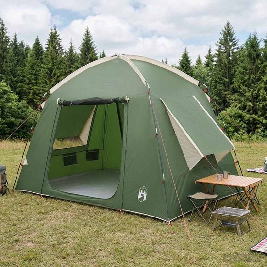 vidaXL - Huisje - Tent - met - dak - Groen - 210 - x - 210 - x - 138 - cm - Polyester van Vidaxl — afbeelding 3