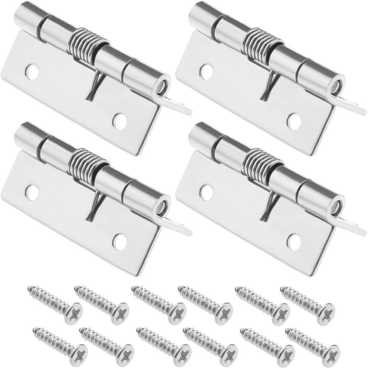 Dailygoods- Veerscharnier 4 stuks - Roestvrij Staal 304 - Zelfsluitend - Automatisch Sluitscharnier - Duurzaam - Afmetingen 50 x 36 x 1,5 mm - Deurscharnier