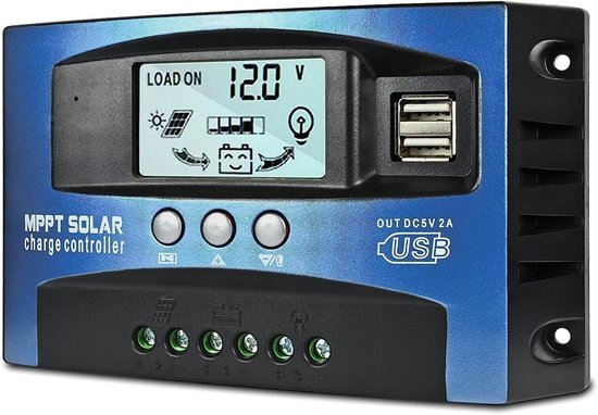 Zonne Laadregelaar - Solar Regulator - Accu Beschermen - MPPT Technologie - 100A - Grijs