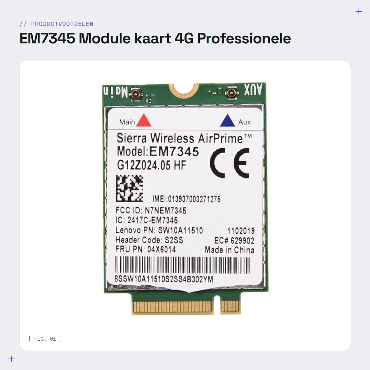 Dailygoods- Module Kaart 4G LTE/HSPA - WWAN Kaart - Draadloze Internettoegang - Compatibel met ThinkPad - Ondersteunt EMEA/Australië/Nieuw-Zeeland - Professionele Prestaties