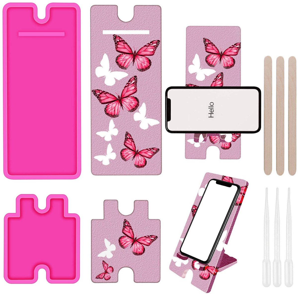 Dailygoods- Telefoonhouder H-vorm - Siliconen Mal Set - Mobiele Telefoonstandaard - Kabelorganizer - DIY Ambachtelijke Benodigdheden - Met Laadpoort