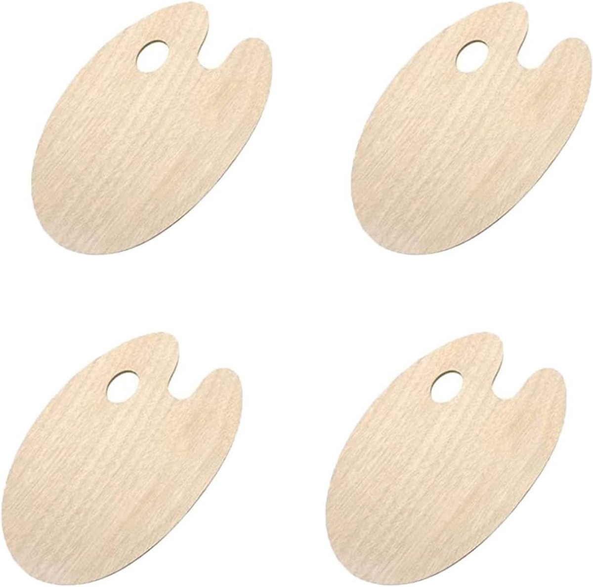 Dailygoods- Schilderpalet Houten 4 Stuks - Verfpalet Aquarel/Olieverf - Kunstbenodigdheden - Creatief Schilderen - Duurzaam Materiaal