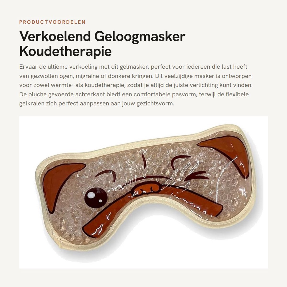 Dailygoods- Oogmasker Slaap Verkoelend - Gelmasker - Koudetherapie - Pluche Achterkant - Voor Hoofdpijn - Voor Donkere Kringen