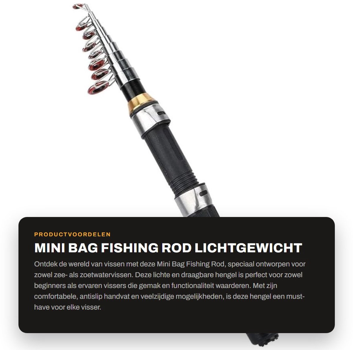 Dailygoods- Hengel Lichtgewicht - Telescopisch Design - Hengel voor Zeevisserij - Hengel voor Zoetwatervissen - Draagbare Hengel - Comfortabel Handvat - Visstok