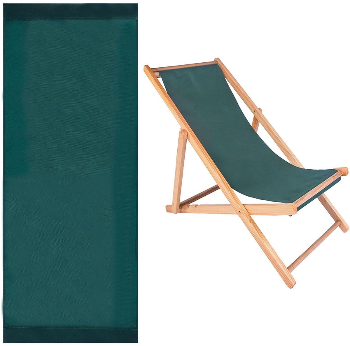 Dailygoods - Strand Slingstoel - Vervangend Doek - Opvouwbaar - Diepgroen - Tuinstoel - Vo