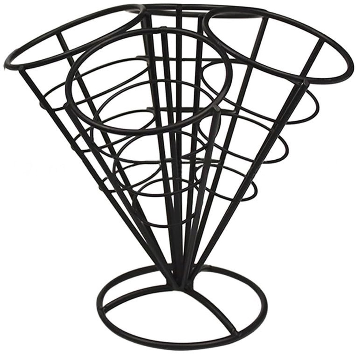 Dailygoods- Voedselkegel Roestvrij Staal Vierkoppig Design Display voor Snacks Geschikt voor Catering Praktisch en Duurzaam Snackhouder