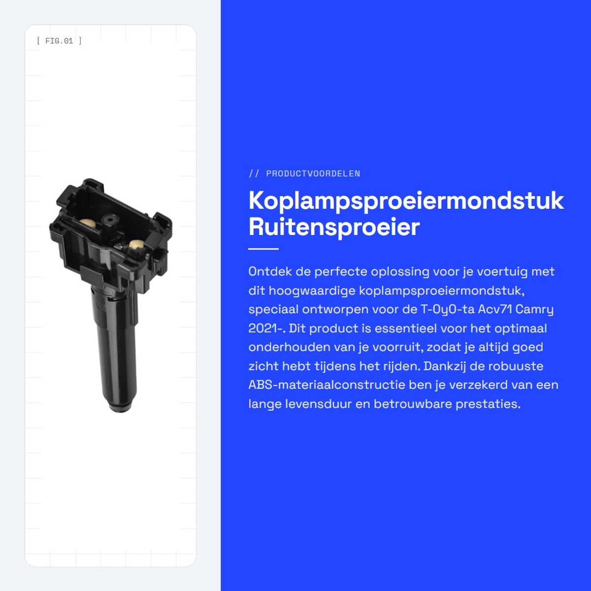 Dailygoods- Koplampsproeiermondstuk Zwart - Ruitensproeier - Voorzijde Links/Rechts - Geschikt voor T-0y0-ta Acv71 Camry 2021- - ABS - 1 Stuk - Sproeier