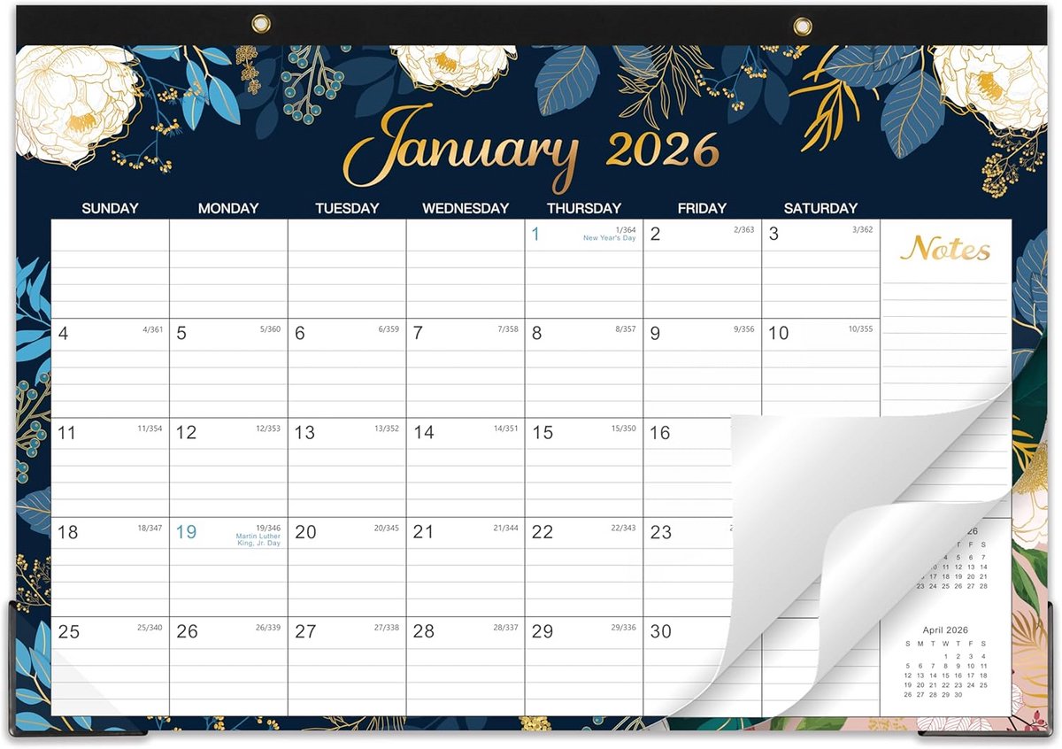 Bureaukalender 2024-2025 - Grote planner - Effectief plannen - Bloemenontwerp - 43x43 cm - Multicolor