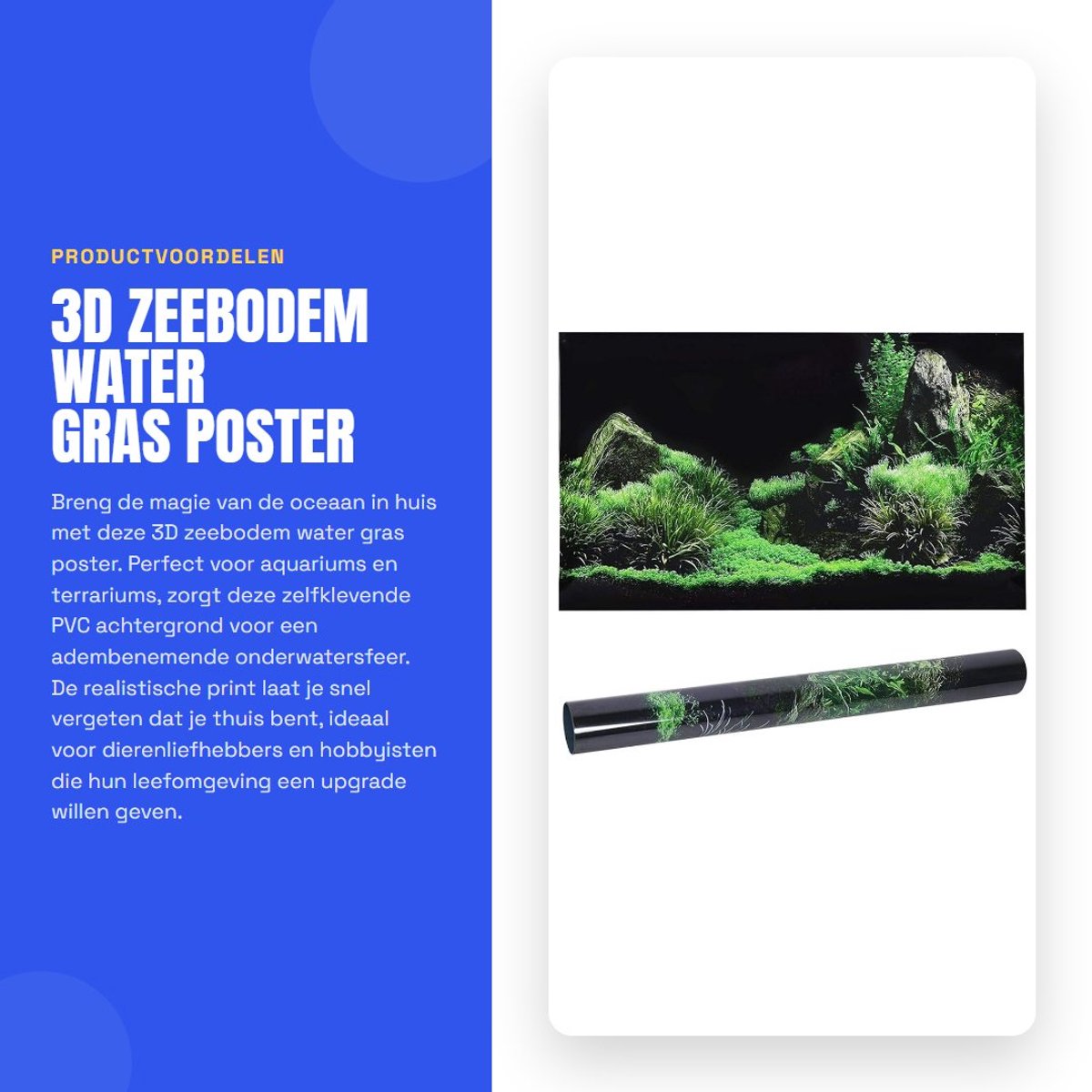 Dailygoods- Aquarium Achtergrond 3D-Effect - Zelfklevende PVC - Decoratieve Wandbekleding - Terrarium Decoratie - Waterdicht - 122 x 46 cm - Muurschildering
