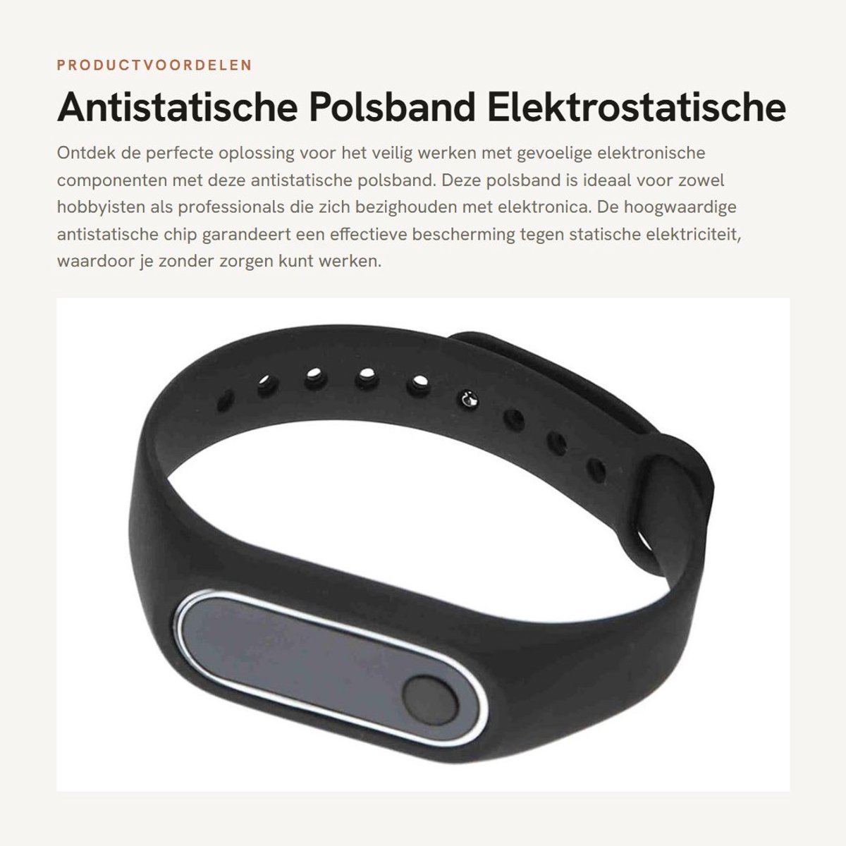 Dailygoods - Antistatische Polsband - Elektrostatische Verwijdering - Automatische Eliminator - 23,5 x 2 cm - Laag Stroomverbruik - Geschikt voor Elek...