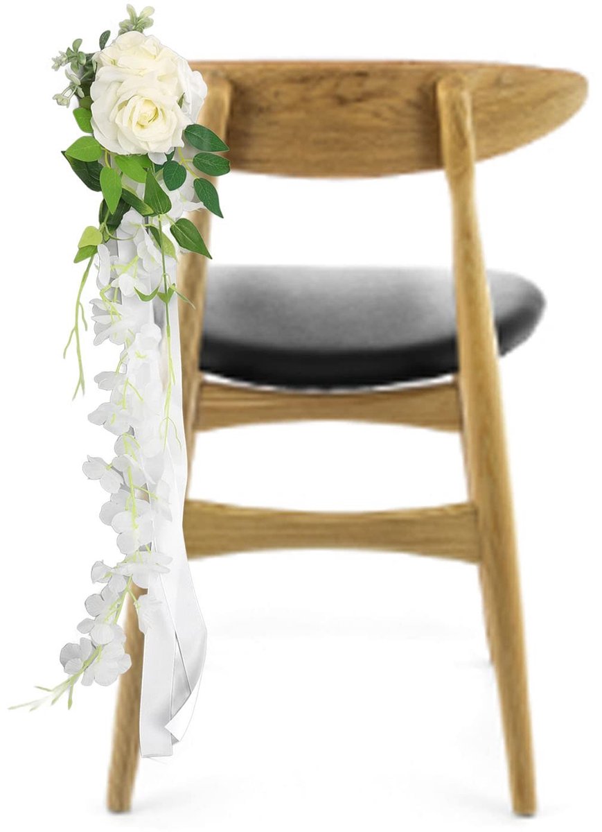 Dailygoods- Stoeldecoraties Elegant - Kunstmatige Rozenbloemen - Bruiloft Decoratie - Kerkviering - Huwelijksfeest Fotografie - Gemakkelijk te Versieren - Bloemdecoratie