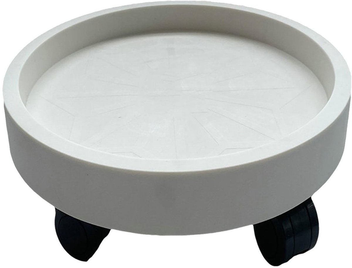Dailygoods- Bloempot met Wielen - Afneembare Wateropvangbak - Roterende Plantenstandaard - Duurzaam Kunststof - Voor Binnen/Buiten - 30cm