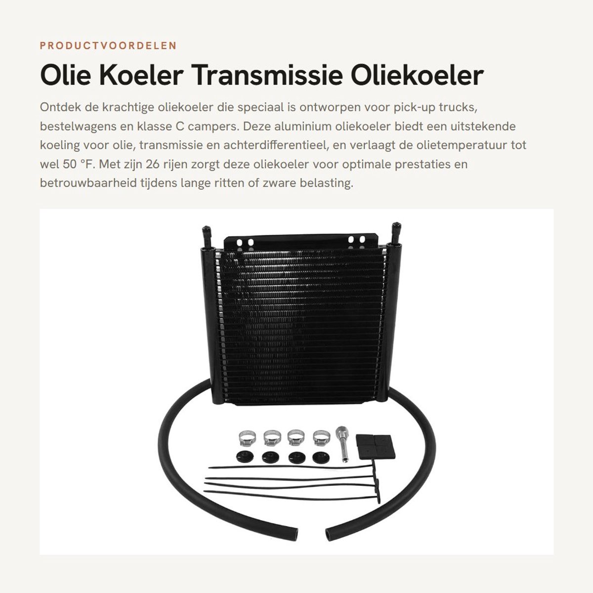 Dailygoods- Oliekoeler Aluminium - Transmissiekoeler - Radiator 26 Rijen - Geschikt voor Pick-up Trucks - Klasse C Campers - Hoge Prestaties - Transmissieradiator