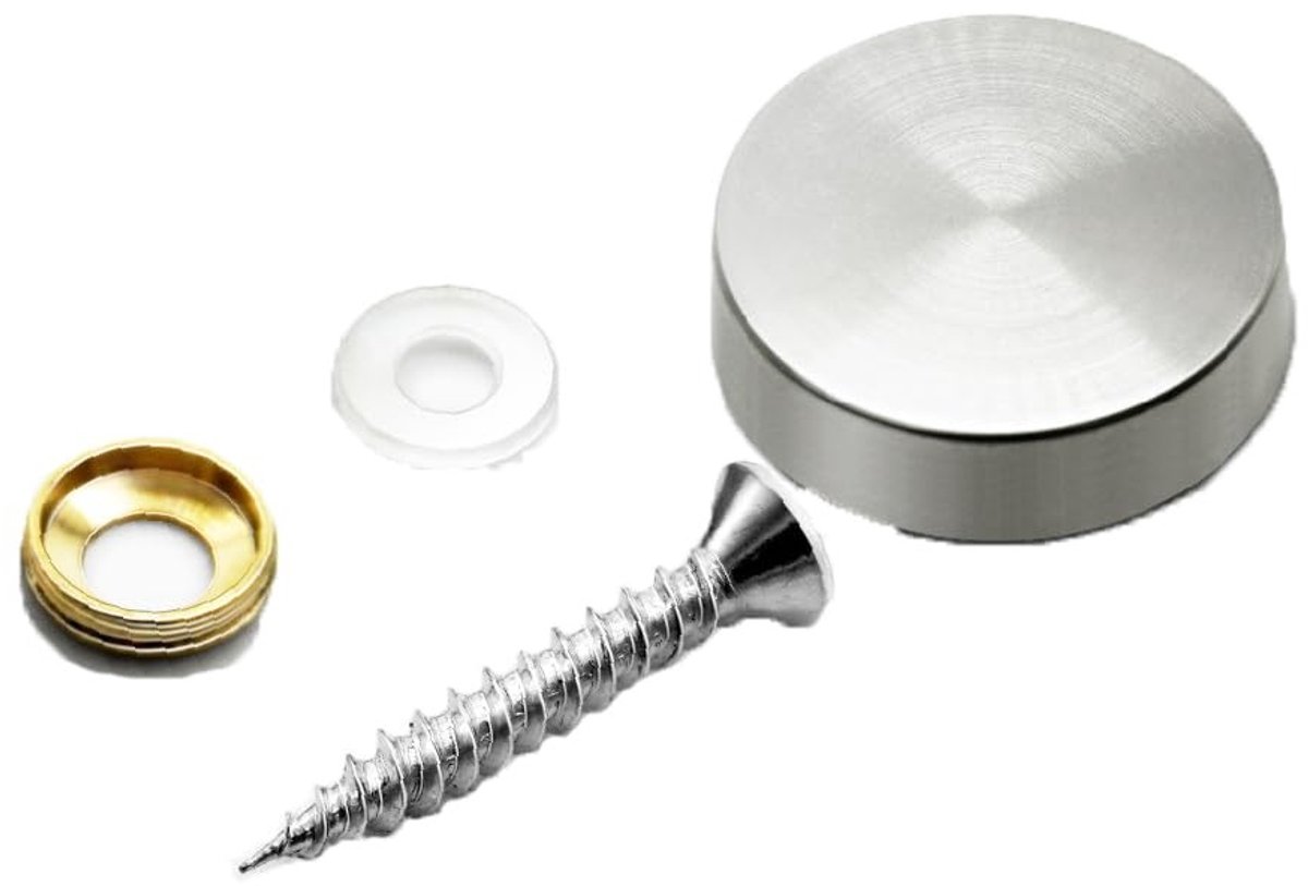Dailygoods- Spiegelschroeven Set van 12 - Wandbevestigingen - Roestvrij Staal - Antislip Afdichtingen - Decoratieve Afdekking - 20 mm