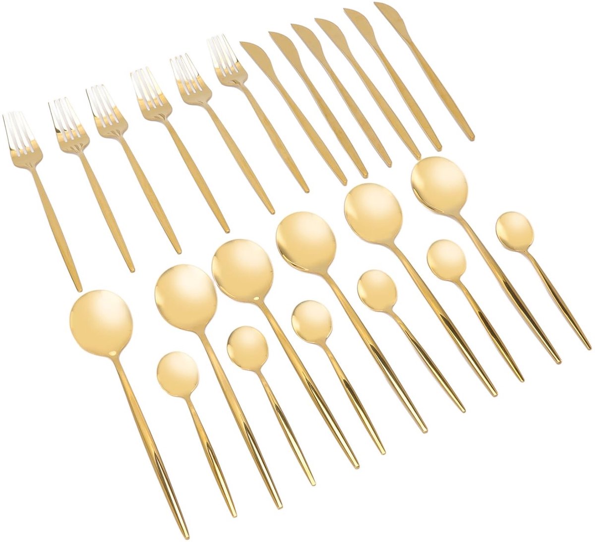 Dailygoods- Bestekset 24-delig Goud - Roestvrij Staal - Premium Kwaliteit - Duurzaam - Cadeau voor Gelegenheden - Stijlvol Ontwerp - Eetset