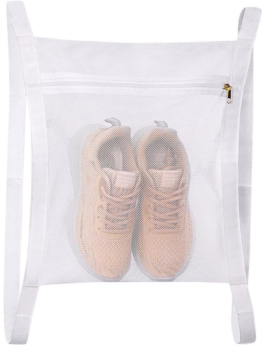 Dailygoods- Schoenendrogertas 35 x 40 cm - Herbruikbare Waszakken - Grote Honingraatzakken - Veilig met Rits - Verstelbare Bandjes - Heavy Duty Mesh Materiaal - Waszak