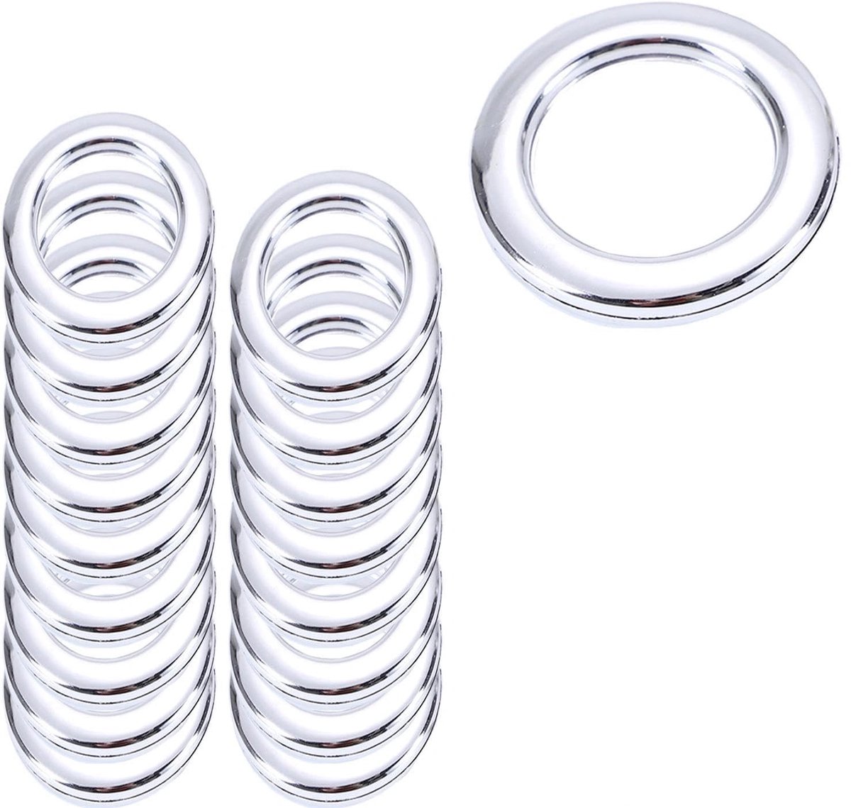 Dailygoods- Gordijnringen 20 Stuks - PP-Kunststof - Zilver - Slijtvast - Corrosiebestendig - Voor Gordijnaccessoires - Gordijnogen