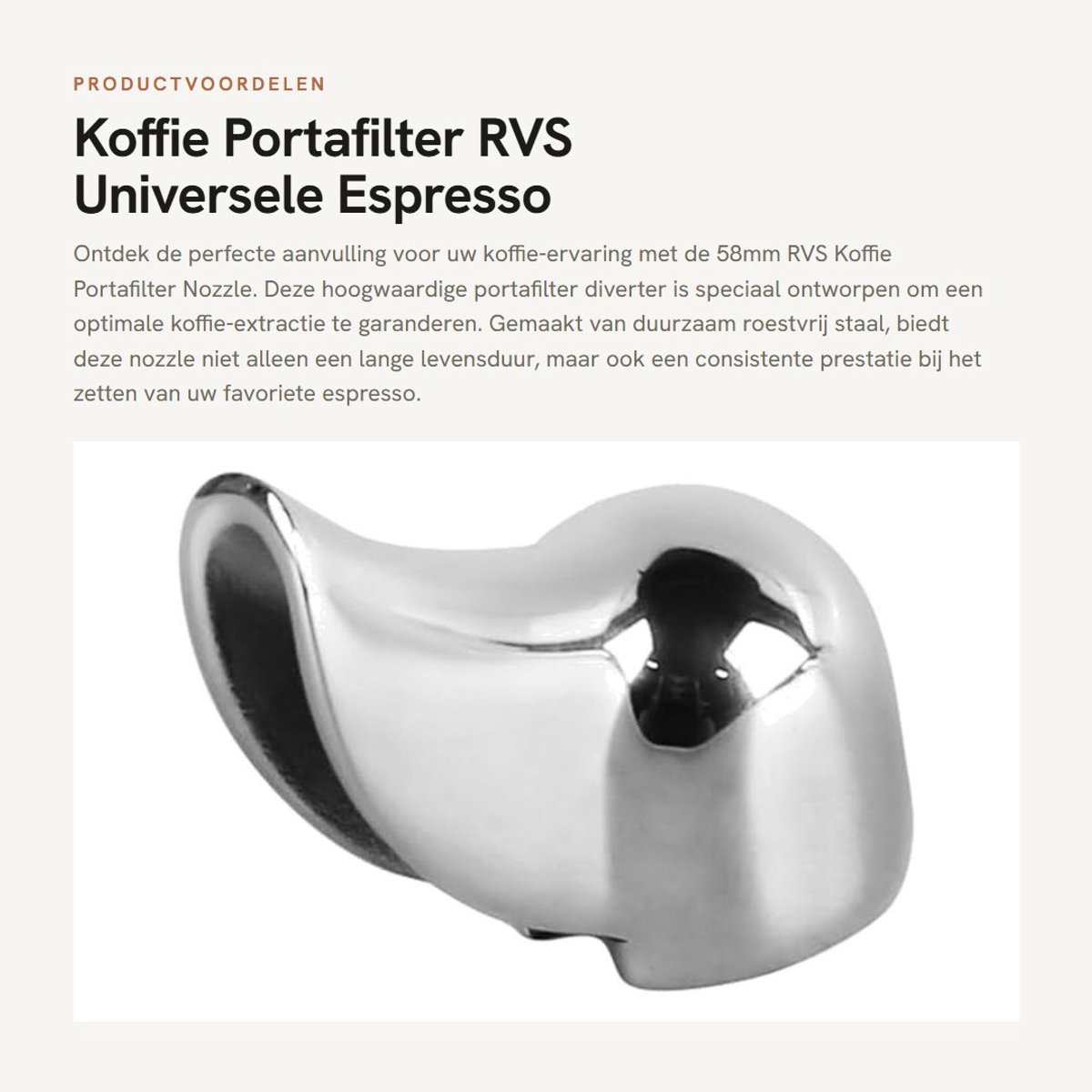Dailygoods- Portafilter 58mm - Roestvrij Staal - Koffie Diverter - Universele Nozzle - Verbeterde Koffiestroom - Geschikt voor Espresso Machines - Koffiezetapparaat