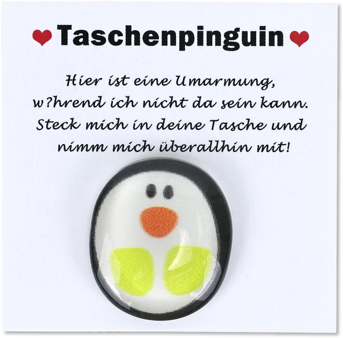 Dailygoods- Knuffel Kleine Pinguïn - Bemoedigend Cadeau - Zakformaat - Omhelzing - Relatiegeschenk - Inclusief Aanmoedigingskaart