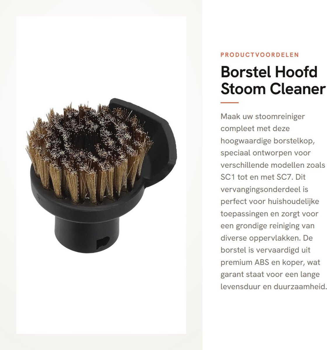 Dailygoods- Borstel Vervangingsdeel Gouden Koper - Borstelkop voor SC1/SC2/SC3/SC4/SC5/SC6/SC7 - Duurzaam ABS - Harde Haren - Efficiënte Decontaminatie - Stoomreiniger