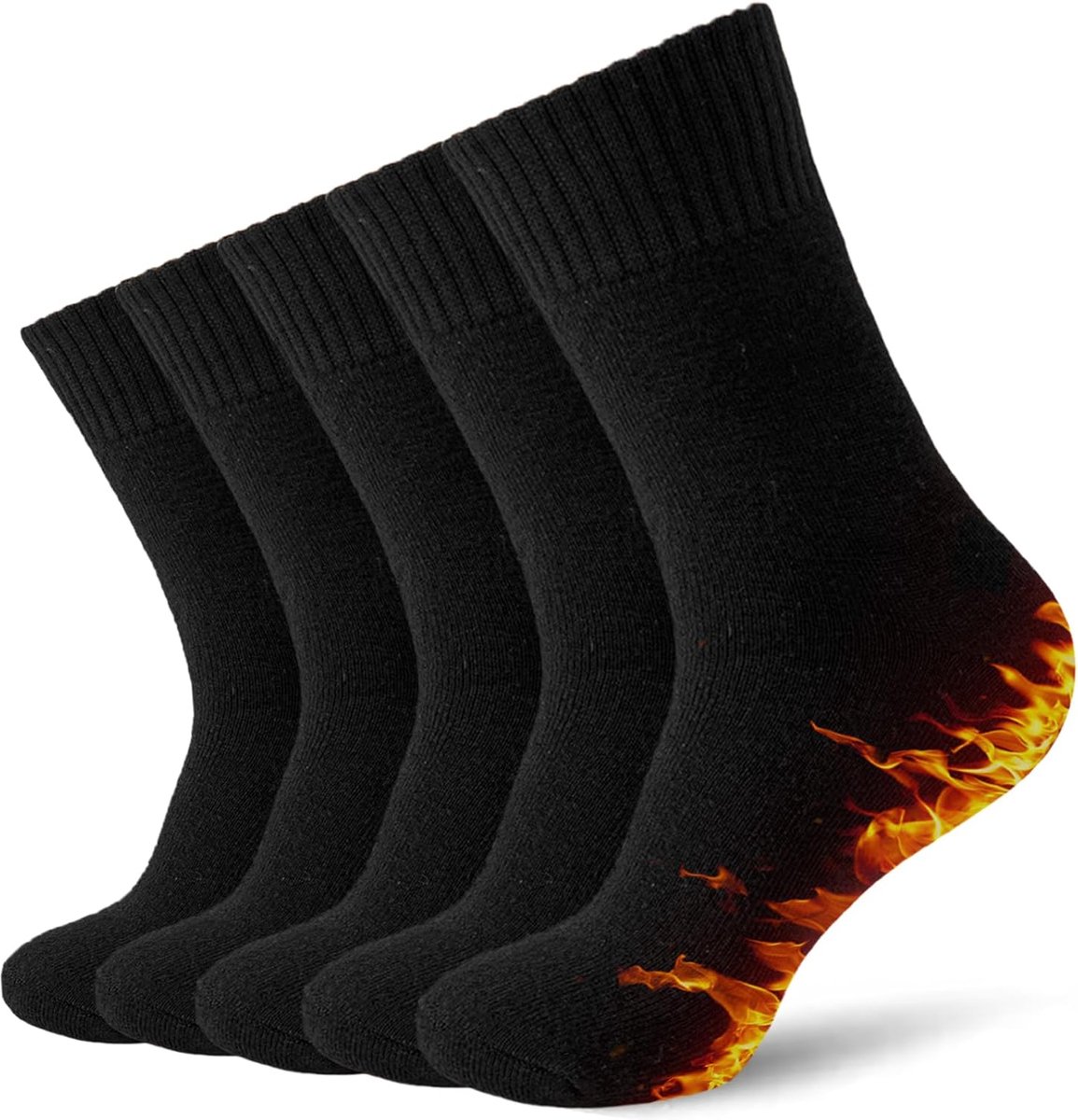 Warme sokken - Thermosokken heren - Winterse warmte - Badstofzool - 5 paar - Grijs