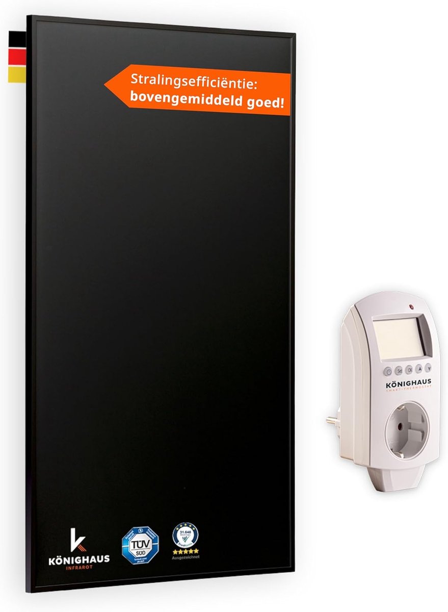 Infrarood Verwarming - Paneel Heater - Ruimte Verwarmen - Met Smart Thermostaat - 1200 Watt - Zwart