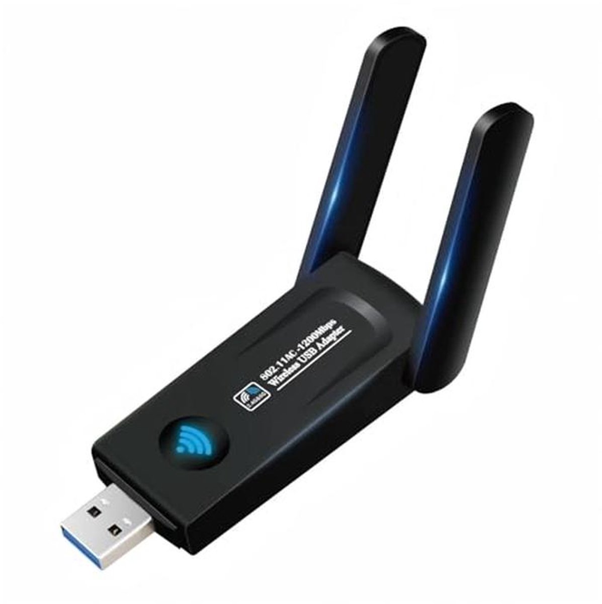 Draadloze Netwerkadapter - WiFi Dongle - Snelle Internetverbinding - Dual Band Antennes - 1200 Mbps - Zwart