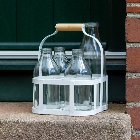 Gepoedercoat metalen melkfleshouder voor 4 flessen - vintage stijl — afbeelding 2