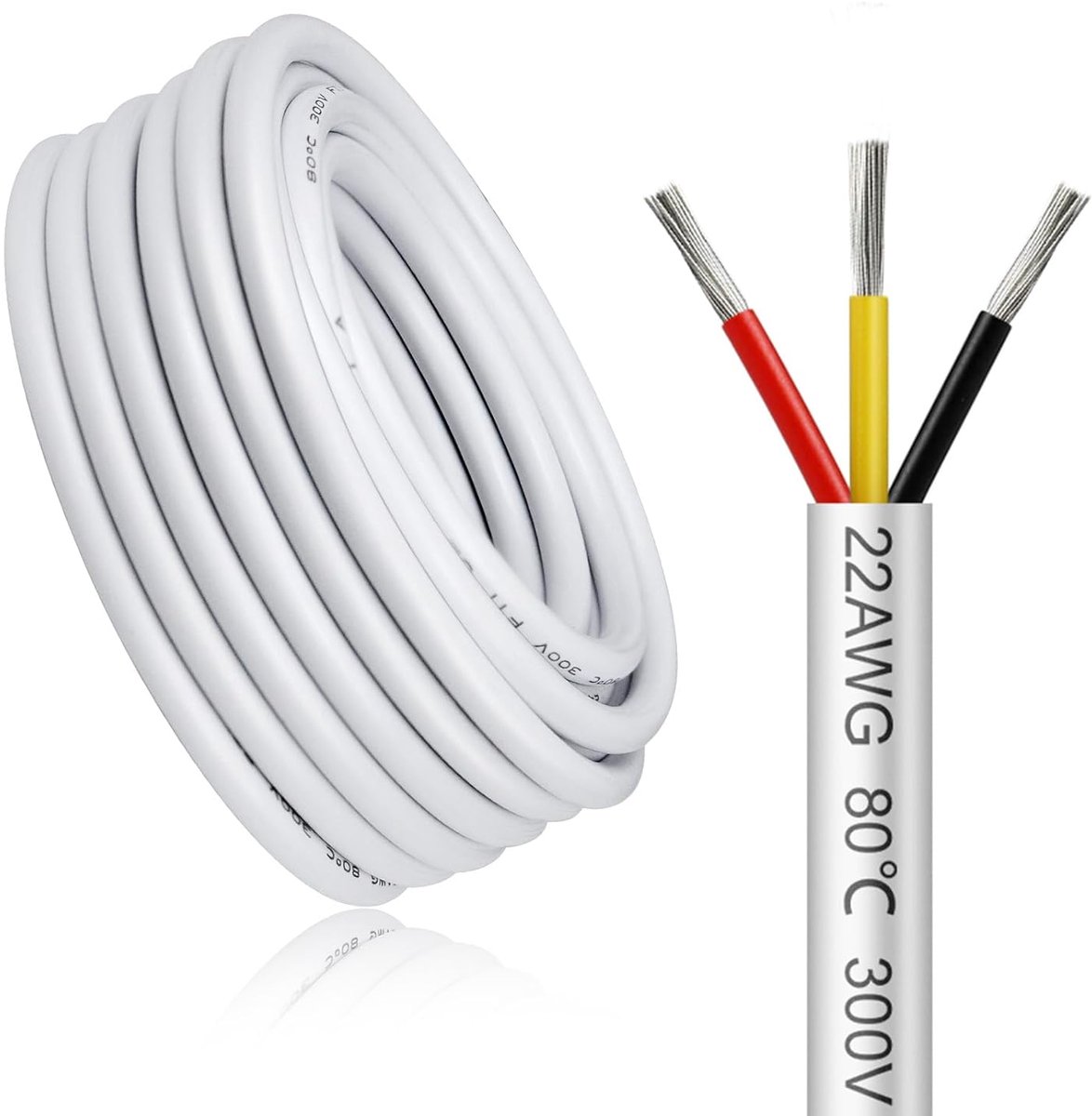 Elektrische Kabel - 3-aderige Draad - Laagspanning Projecten - Hoge Geleidbaarheid - 10 Meter - Wit
