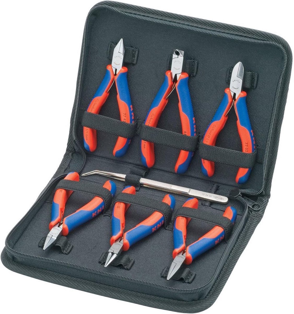 Elektronische Tangenset - Precisie Gereedschap - Service Werkzaamheden - 7 Delige Set - Eén Maat - Blauw Rood