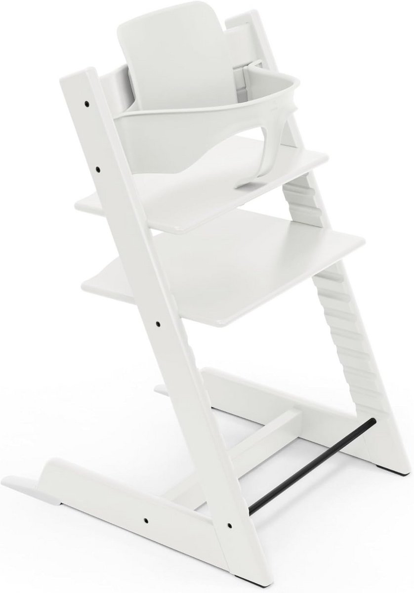 Kinderstoel Baby Set - Eetstoel Hout - Groeit Mee - Verstelbaar Voetsteun - 49 x 46 x 79 cm - Wit