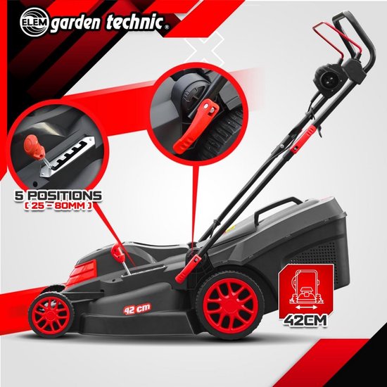 Elektrische Grasmaaier 1800W - 42 cm Maaibreedte - Ideaal voor Middelgrote Tuinen — afbeelding 3
