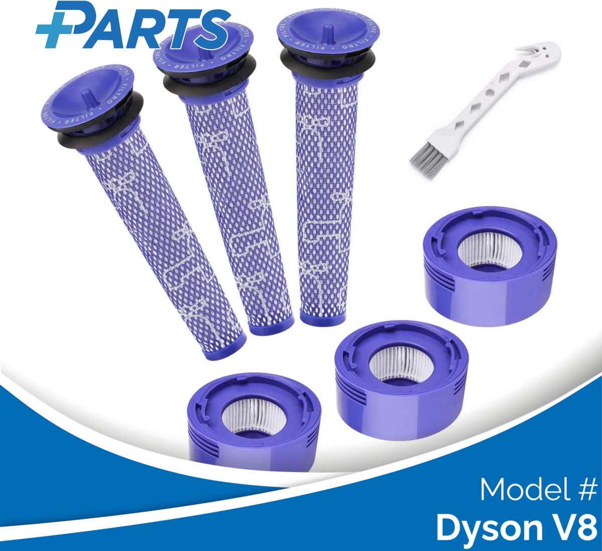 Plus.Parts Dyson V8 Filters (7 Stuks, Plus.Parts® alternatief voor 965661-01 / 967478-01) Overig
