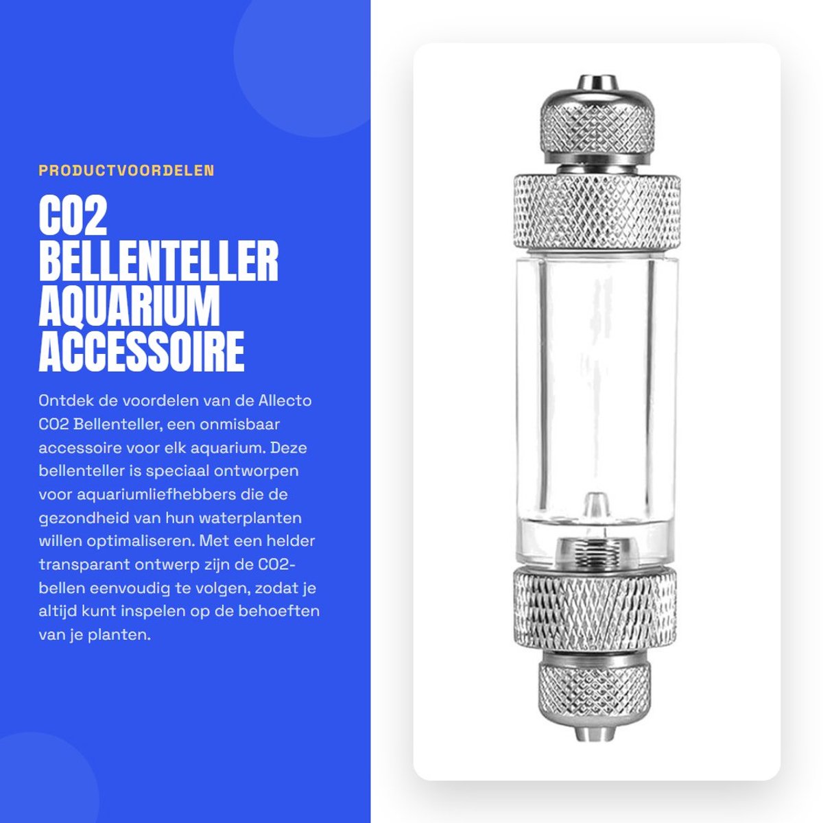 Dailygoods- Bellenteller Transparant Ontwerp - CO2 Accessoire - Aquarium Accessoires - Nauwkeurige Meting - Aluminiumlegering/Acryl - 8x2cm - Aquariumaccessoires