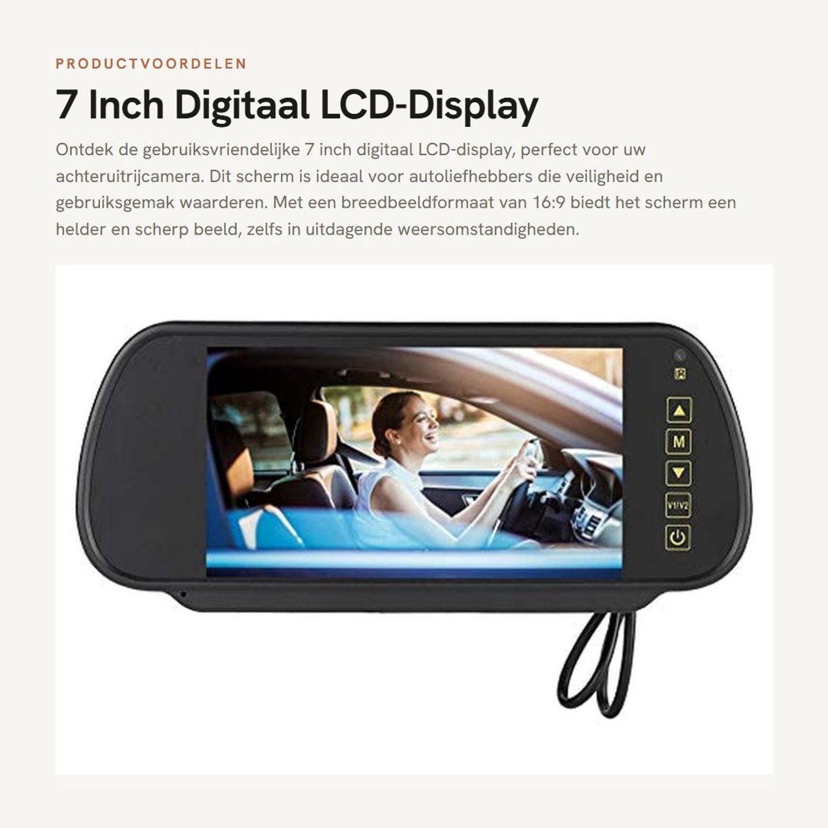 Dailygoods- LCD-Display 7 Inch - Achteruitrijcamera - Externe Achteruitkijkspiegel - Auto-DVD-Weergave - Breedbeeld 16:9 - Werkspanning DC 9V-26V