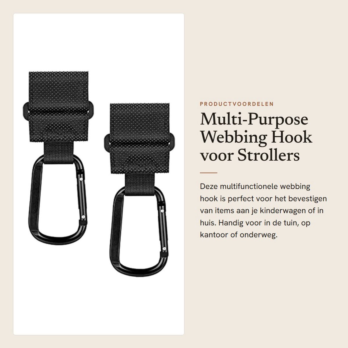 Dailygoods - Multi-Purpose Webbing Hook voor Strollers en Meer