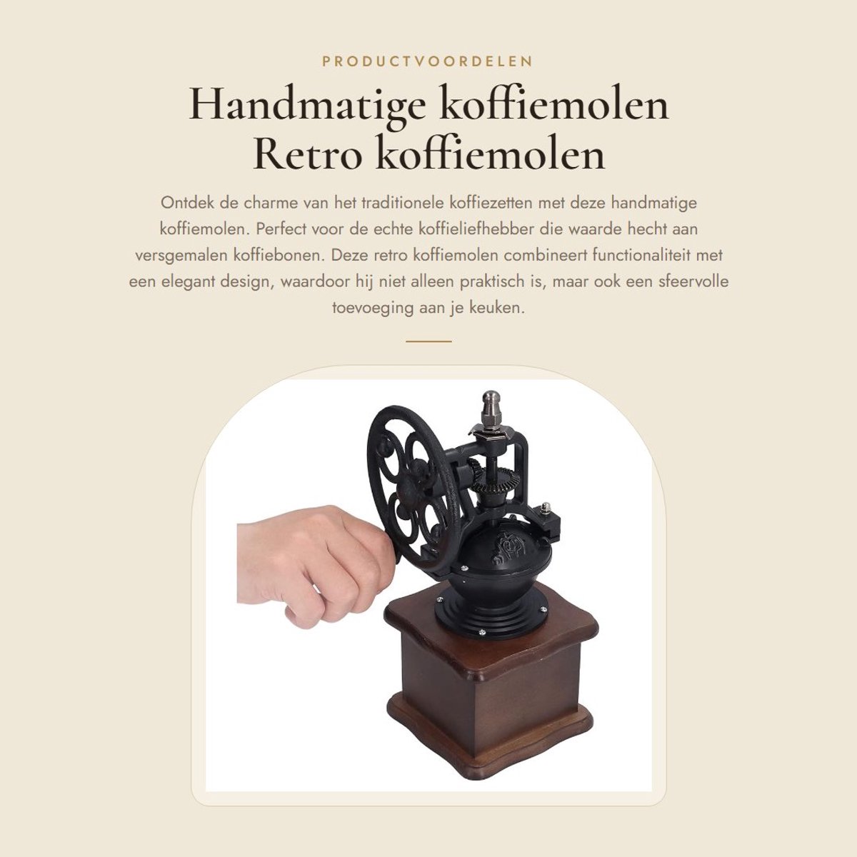 Dailygoods- Koffiemolen Handmatig - Retro Koffiemolen - Instelbare Fijnheid - Koffiemolen met Lade - Decoratieve Koffiemolen - Vintage Ontwerp