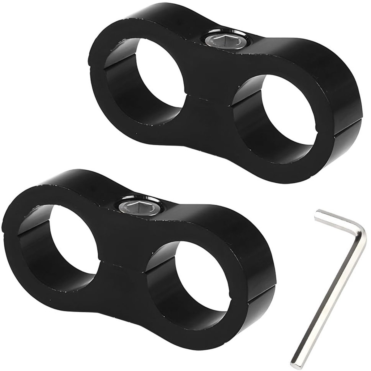 Dailygoods - AN6 Aluminium Afstandhouders - Slangklem - Zwart - Adapter voor Olieslang - 2 Stuks - Geschikt voor Remleiding en Waterleiding