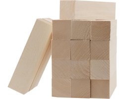 Houtsnijhout Blokken - Lindehout Stukken - Houtbewerking Knutselen - Natuurlijke Nerf Structuur - 16 Stuks 10cm - Natuurlijk Hout